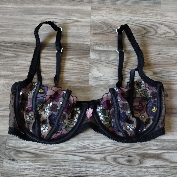 For Love and Lemons Clara Underwire Floral Lace Bra Size 34B - Picture 2 of 6